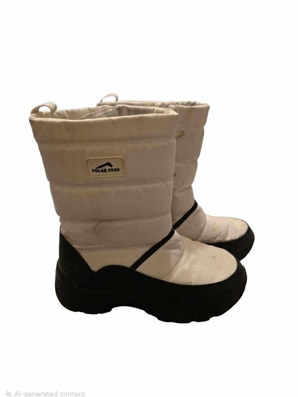 Women's Cream Winter Boots with Black Sole - Picture 1 of 2